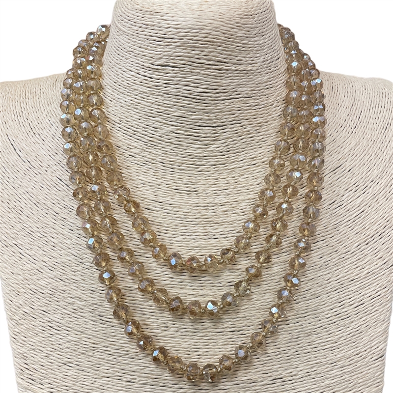 SN8100TZ  ''60'' 8MM CHAMPAGNE CRYSTAL NECKLACE
