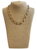 SNA034 HAMMERED GOLD OVAL LINK NECKLACE