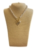 SNDN4901 TWO TONE COIN & PEARL NECKLACE