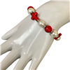 SPRL01 P STONE CROSS RED BEADED BRACELET