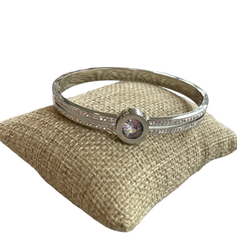 SST24 RHINESTONES  STAINLESS STEEL BRACELET