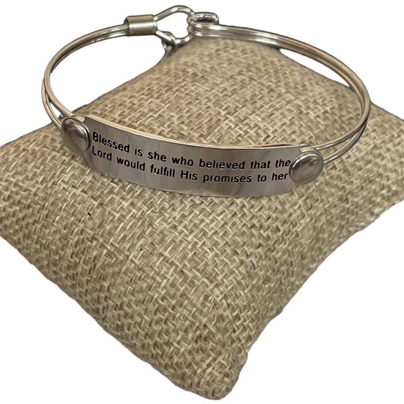 SST55  ''BLESSED IS SHE WHO BELIEVED '' STAINLESS STEEL BRACELET