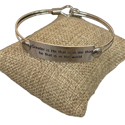 SST9  ''GREATER IS HE THAT IS IN ME '' STAINLESS STEEL BRACELET