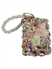 T19PN  PINK HEART & TEDDY STONE MIRROR KEYCHAIN