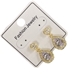 T295D GOLD RHINESTONE TEARDROP EARRINGS