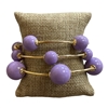TB6003 GOLD & LAVENDER ACRYLIC BEADED 3 PCS BRACELET SET