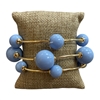 TB6003B GOLD & LIGHT BLUE ACRYLIC BEADED 3 PCS BRACELET SET