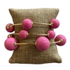 TB6003P GOLD & PINK ACRYLIC BEADED 3 PCS BRACELET SET