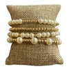 TB6037 GOLD & PEARL BEADED 4 PCS BRACELET SET