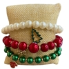 TB6055 CHRISTMAS BEADED 3 PC SET BRACELET