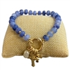 TB6073 ACRYLIC BEADED GOLD CROSS CHARM STRETCH BRACELET