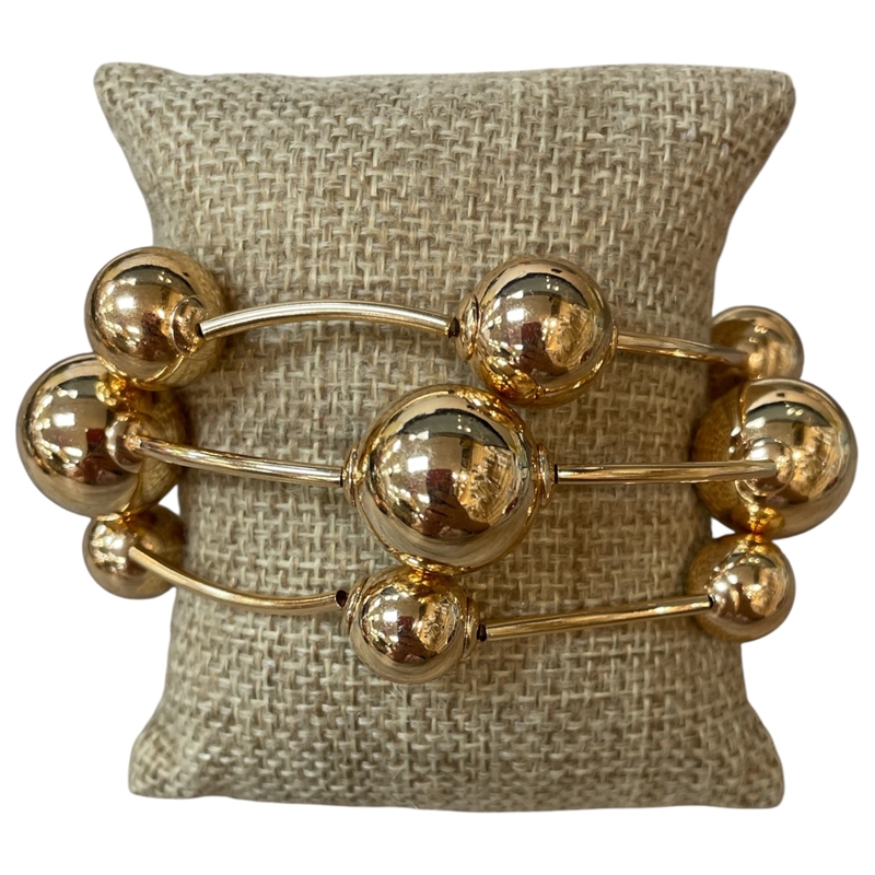 TB9233G SPHERES BEADED 3 PCS GOLD BRACELET SET