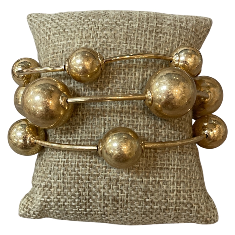 TB9233WG SPHERES BEADED 3 PCS MATTE GOLD BRACELET SET