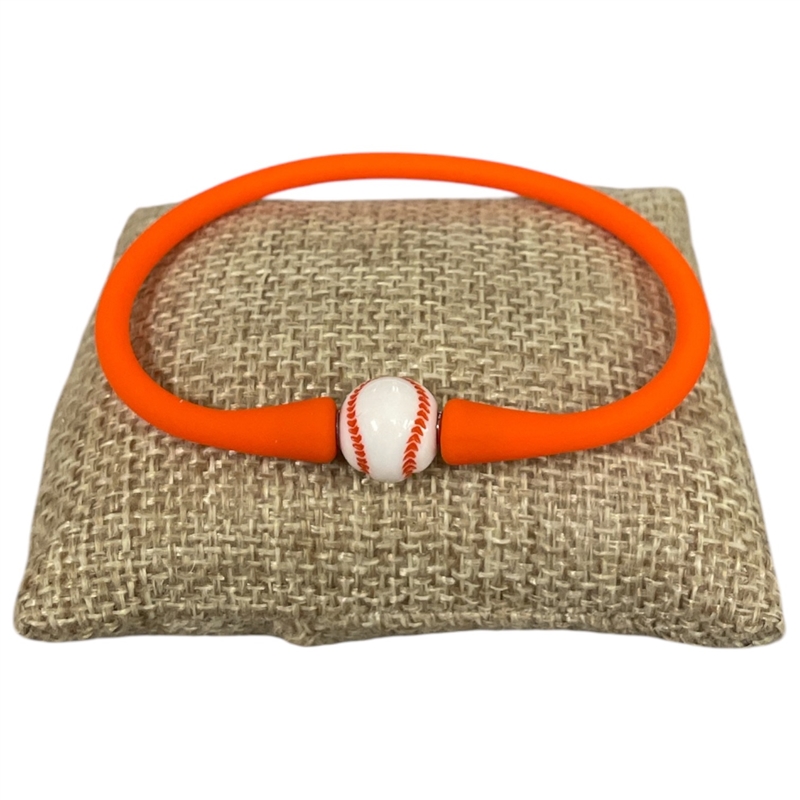 TB9317O  BASEBALL ORANGE SILICONE BRACELET