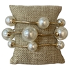 TB9328G PEARL BEADED 3 PCS GOLD BRACELET SET