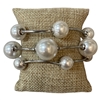 TB9328S PEARL BEADED 3 PCS SILVER BRACELET SET