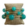 TB9336 GOLD & AQUA ACRYLIC BEADED 3 PCS BRACELET SET