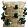 TB9336GR GOLD & GREEN ACRYLIC BEADED 3 PC BRACELET SET