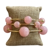 TB9336P GOLD & PINK ACRYLIC BEADED 3 PCS BRACELET SET