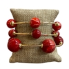 TB9336R GOLD & RED ACRYLIC BEADED 3 PCS BRACELET SET