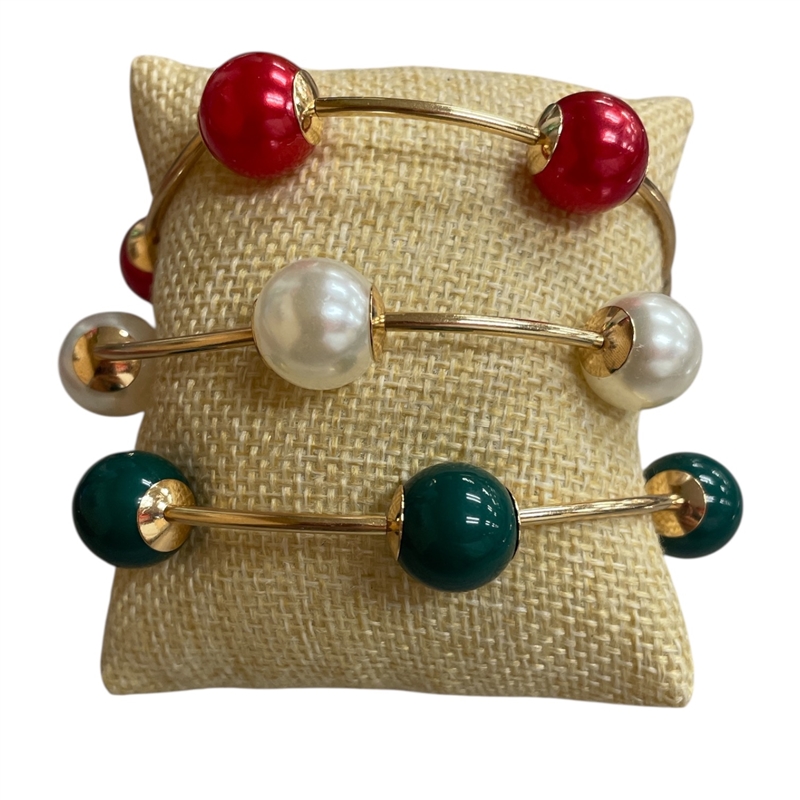 TB9493 CHRISTMAS PEARL  3PCS SET BRACELET