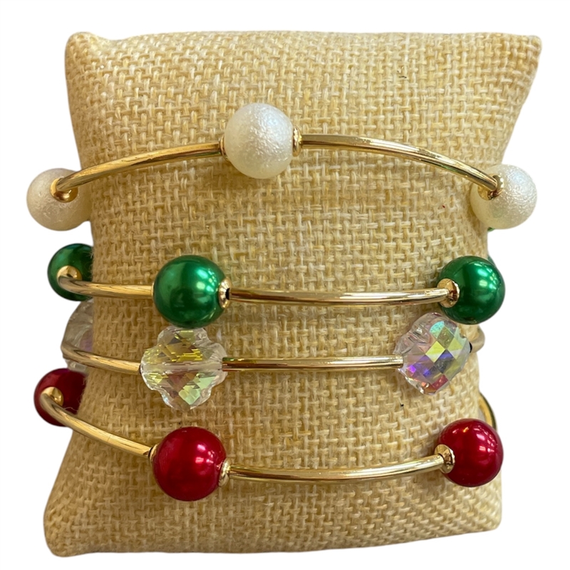 TB9509 BEADED CRYSTAL CHRISTMAS BRACLET