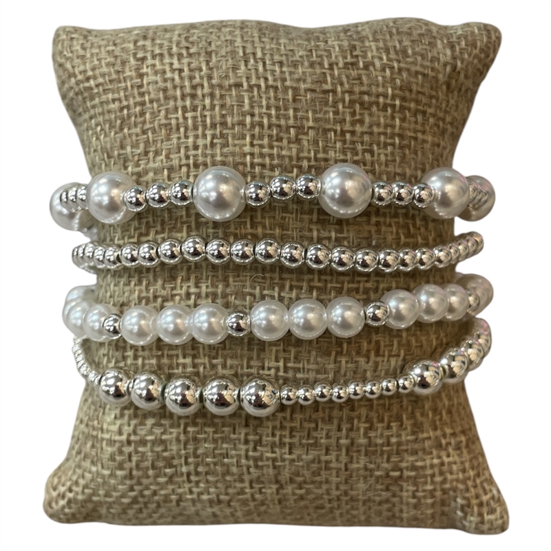 TB9703 PEARL BEADED 4 PC SET BRACELET