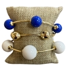 TB9712 BLUE & WHITE ACRYLIC BEADED 3 PCS BRACELET SET