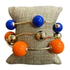 TB9712 BLUE & ORANGE ACRYLIC BEADED 3 PCS BRACELET SET