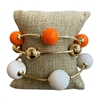 TB9712 ORANGE & WHITE ACRYLIC BEADED 3 PCS BRACELET SET