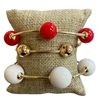 TB9712 RED & WHITE ACRYLIC BEADED 3 PCS BRACELET SET