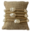 TB9734 GOLD PEARL BEADED 5PCS SET BRACELET