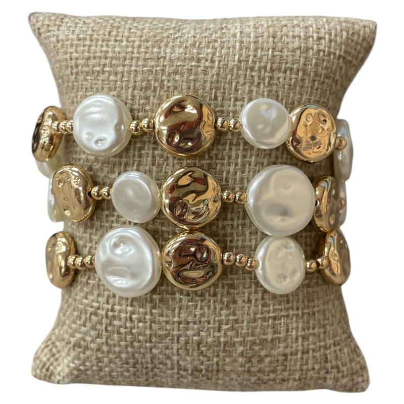 TB9735 ROUND PEARL BEADED BRACELET SET