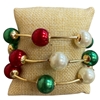 TB9745 CHRISTMAS BEADED BALL 3 PC SET BRACELET
