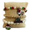 TB9753 CRYSTAL BEADED 3 PC SET CHRISTMAS BRACELET