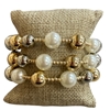 TB9772 TWO TONE PEARL BEADED STRETCH BRACELET SET