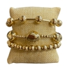 TB9833 HAMMERED NUGGET MULTI BEADED 3 PCS BRACELET SET