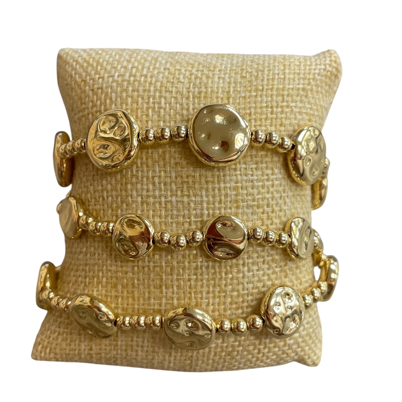TB9835 HAMMERED CIRCLE MULTI BEADED 3 PCS BRACELET SET