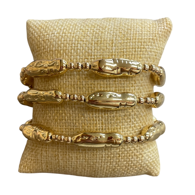 TB9839 HAMMERED MULTI BEADED 3 PCS BRACELET SET