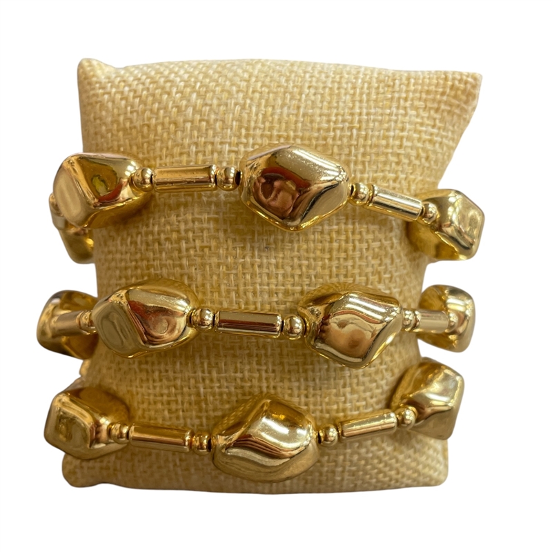 TB9852 GOLD NUGGET MULTI BEADED BRACELET 3 PCS SET