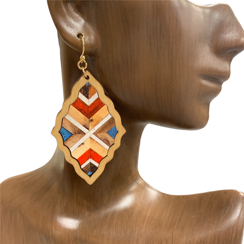 TE1035 TRIVAL WOODEN EARRINGS