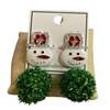 TE11687G  SNOWMAN WITH GREEN POM POM EARRINGS