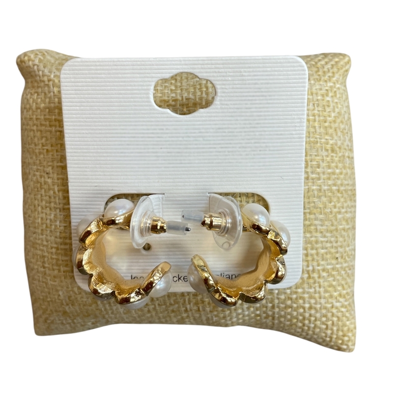 TE11801 PEARL BEADED EXTRA SMALL HOOP EARRINGS