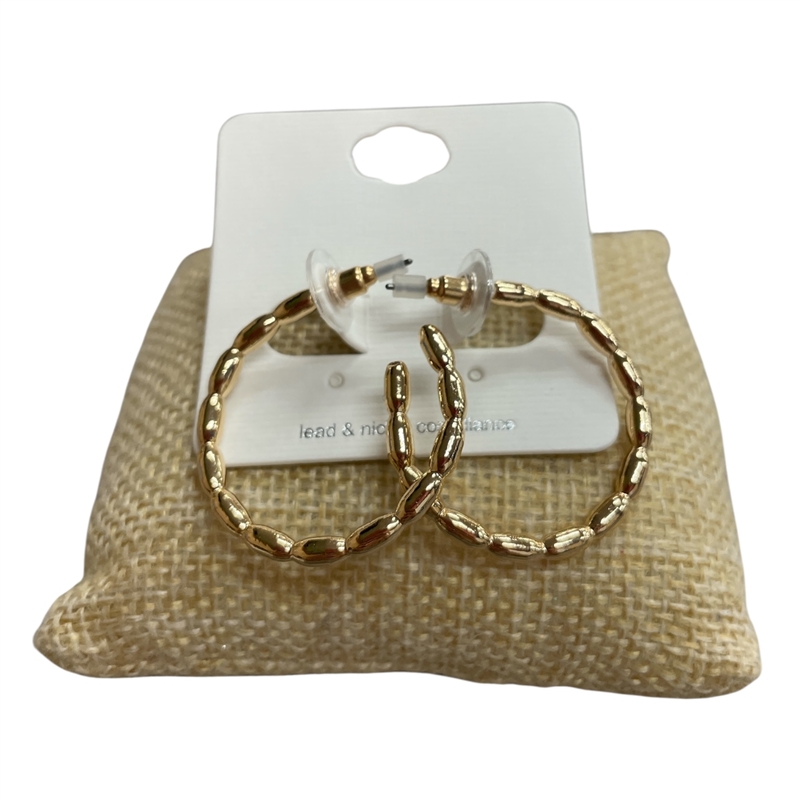 TE11875 BEAD TEXTURED HOOP EARRINGS