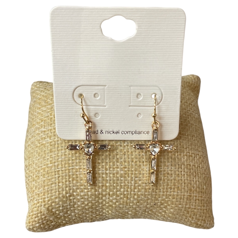 TE11892 CRYSTAL CROSS EARRINGS