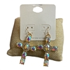 TE11894 MULTI COLOR BLING CROSS DANGLE EARRINGS