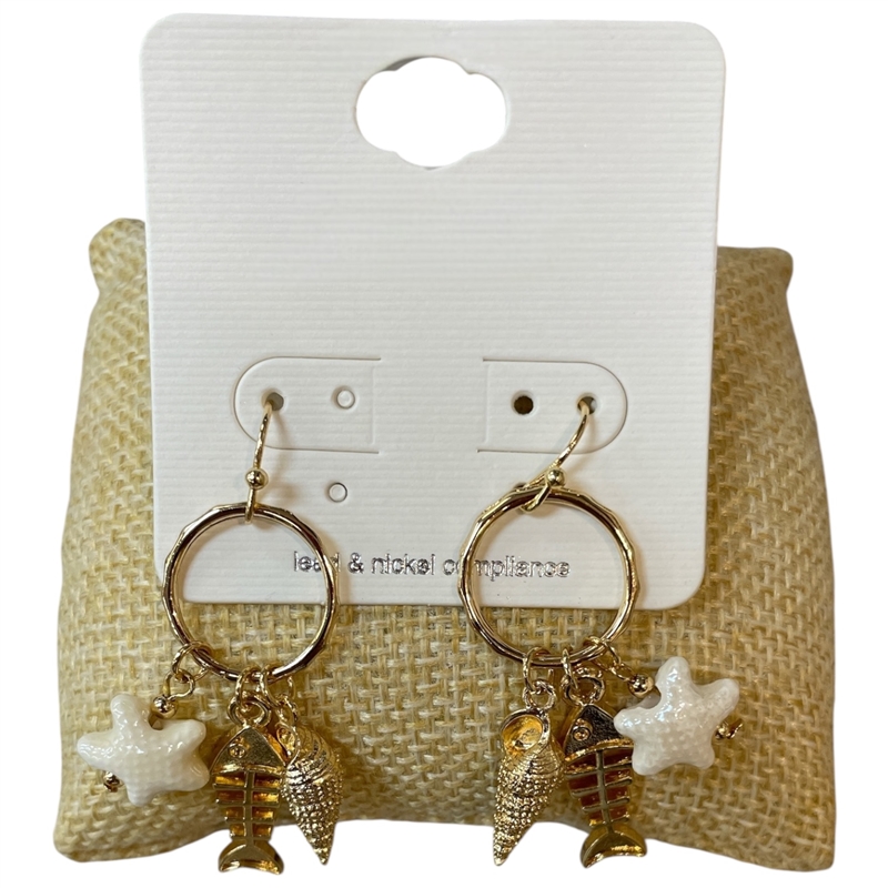 TE11905 GOLD AND WHITE CHARM POST EARRINGS