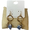 TE11910 GOLD AND BLUE CHARM POST EARRINGS