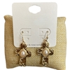 TE12037 DANGLE PEARL IN CENTER CROSS EARRINGS