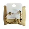 TE12079 BEADED ARROW PATTERN GOLD MEDIUM HOOP EARRINGS